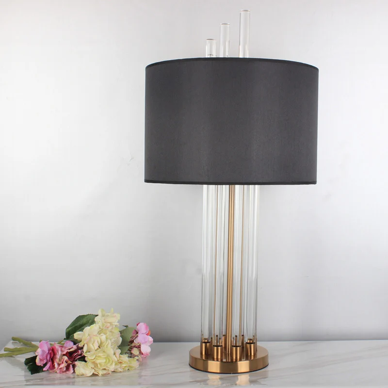 Moderne nachtkastjelamp van stof, helder kristal, leeslamp met 1 lamp goud Clearhalo