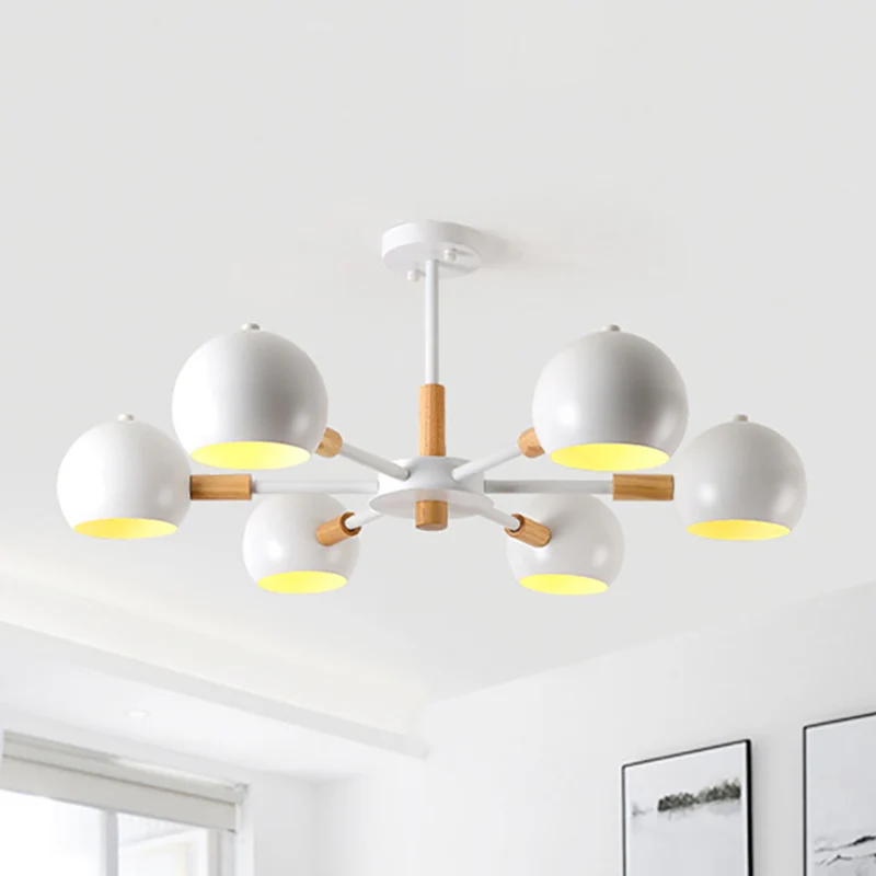 Moderne Orb hangende kroonluchter, 6 lampen, metalen hangende hanger voor de woonkamer Clearhalo