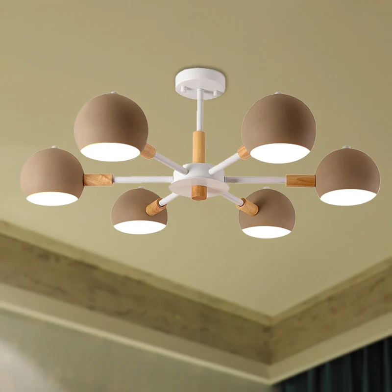 Moderne Orb hangende kroonluchter, 6 lampen, metalen hangende hanger voor de woonkamer Clearhalo