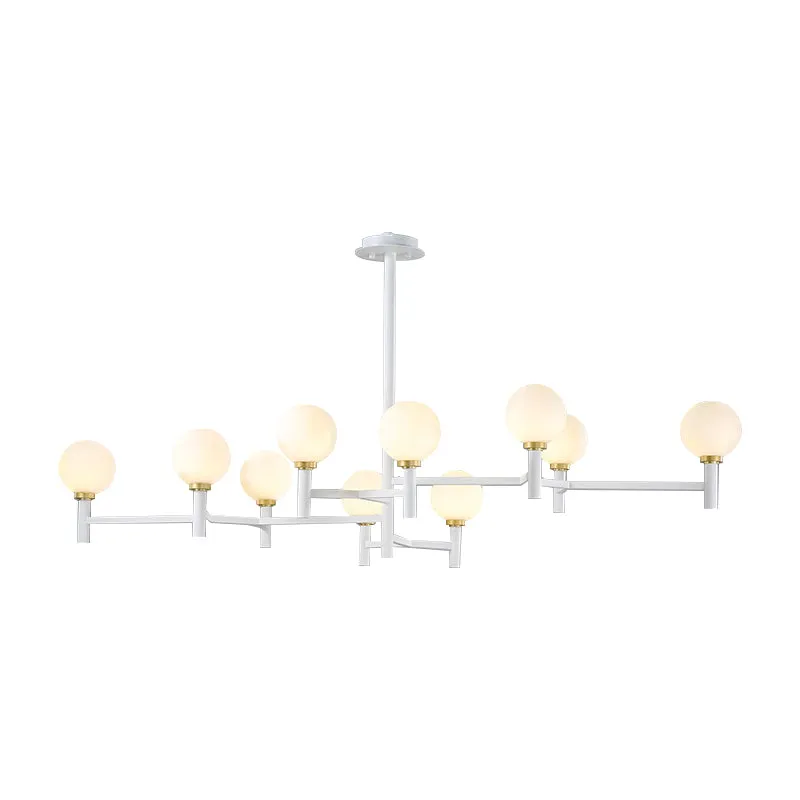 Moderne Orbit kroonluchter hanglamp van wit glas 10-koppig woonkamereilandlicht zwart/wit/goud Clearhalo