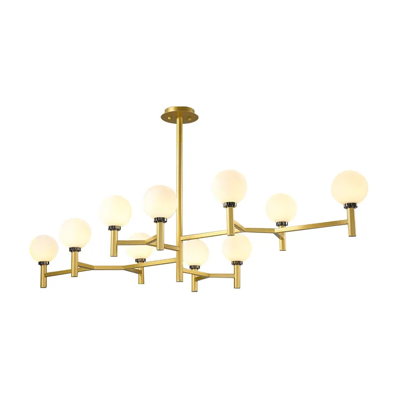 Moderne Orbit kroonluchter hanglamp van wit glas 10-koppig woonkamereilandlicht zwart/wit/goud Clearhalo