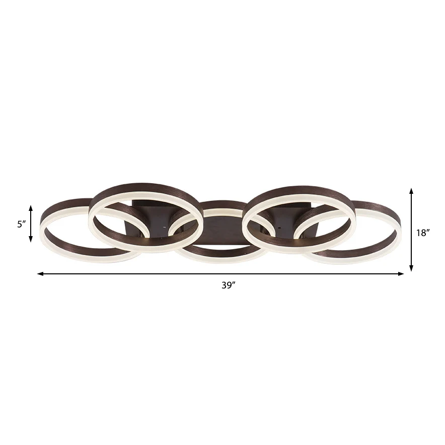 Moderne Ring LED-plafondlamp Acryl inbouwplafondlamp bruin voor slaapkamerwinkel voor volwassenen Clearhalo