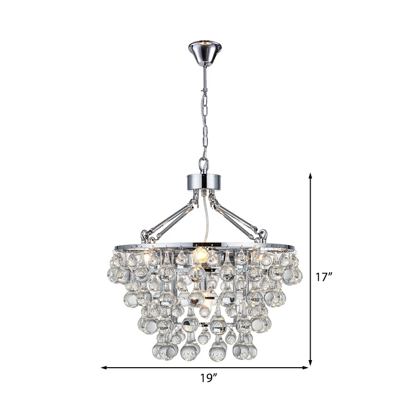 Moderne ronde kroonluchterlamp van metaal, 5 lampen, woonkamerplafondlamp met glazen bol Clearhalo