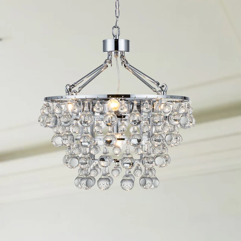Moderne ronde kroonluchterlamp van metaal, 5 lampen, woonkamerplafondlamp met glazen bol Clearhalo