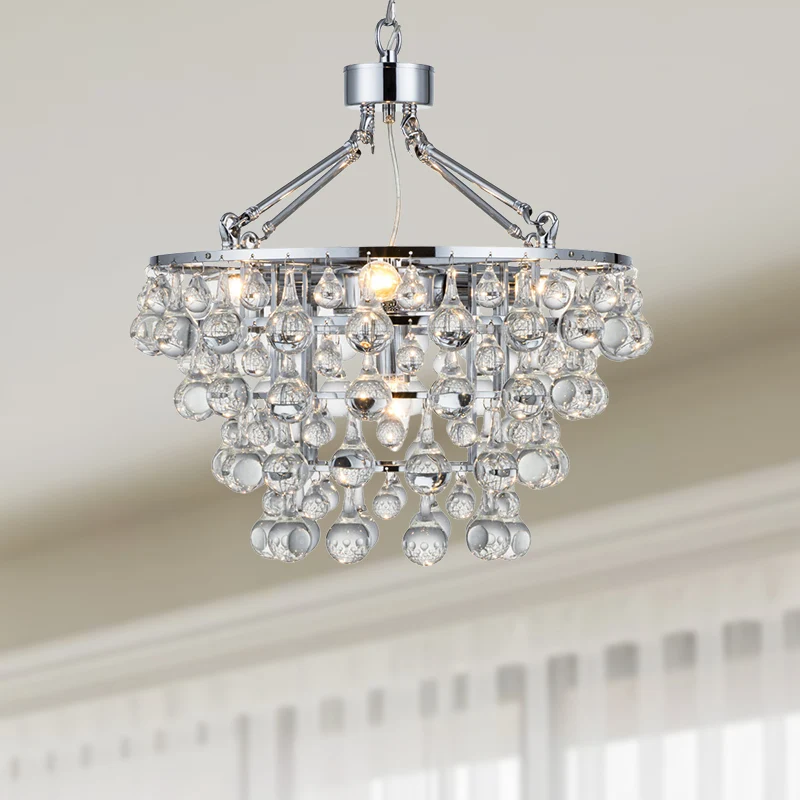 Moderne ronde kroonluchterlamp van metaal, 5 lampen, woonkamerplafondlamp met glazen bol Clearhalo