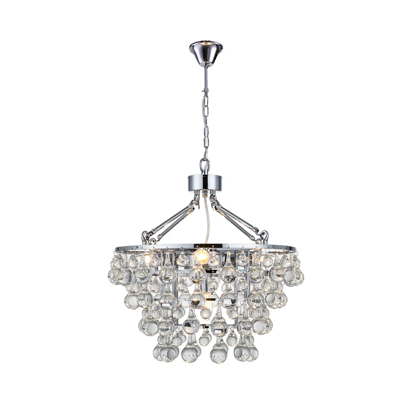 Moderne ronde kroonluchterlamp van metaal, 5 lampen, woonkamerplafondlamp met glazen bol Clearhalo