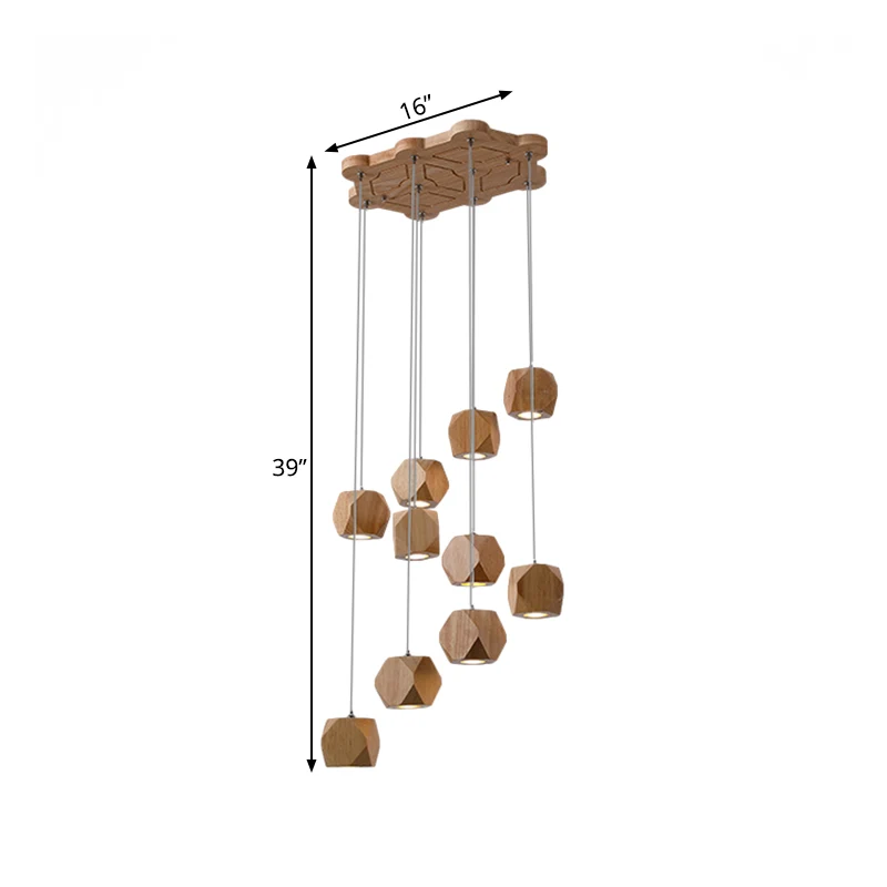 Moderne spiraalvormige houten LED-cluster hanglamp 10/13-koppige plafondlamp voor woonkamer Clearhalo