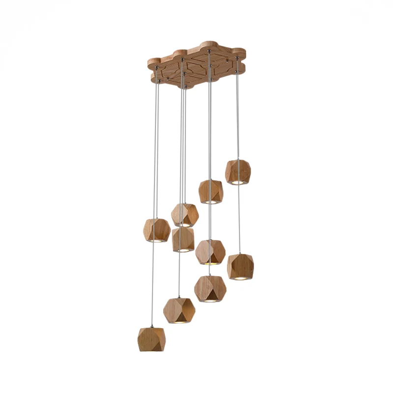 Moderne spiraalvormige houten LED-cluster hanglamp 10/13-koppige plafondlamp voor woonkamer Clearhalo
