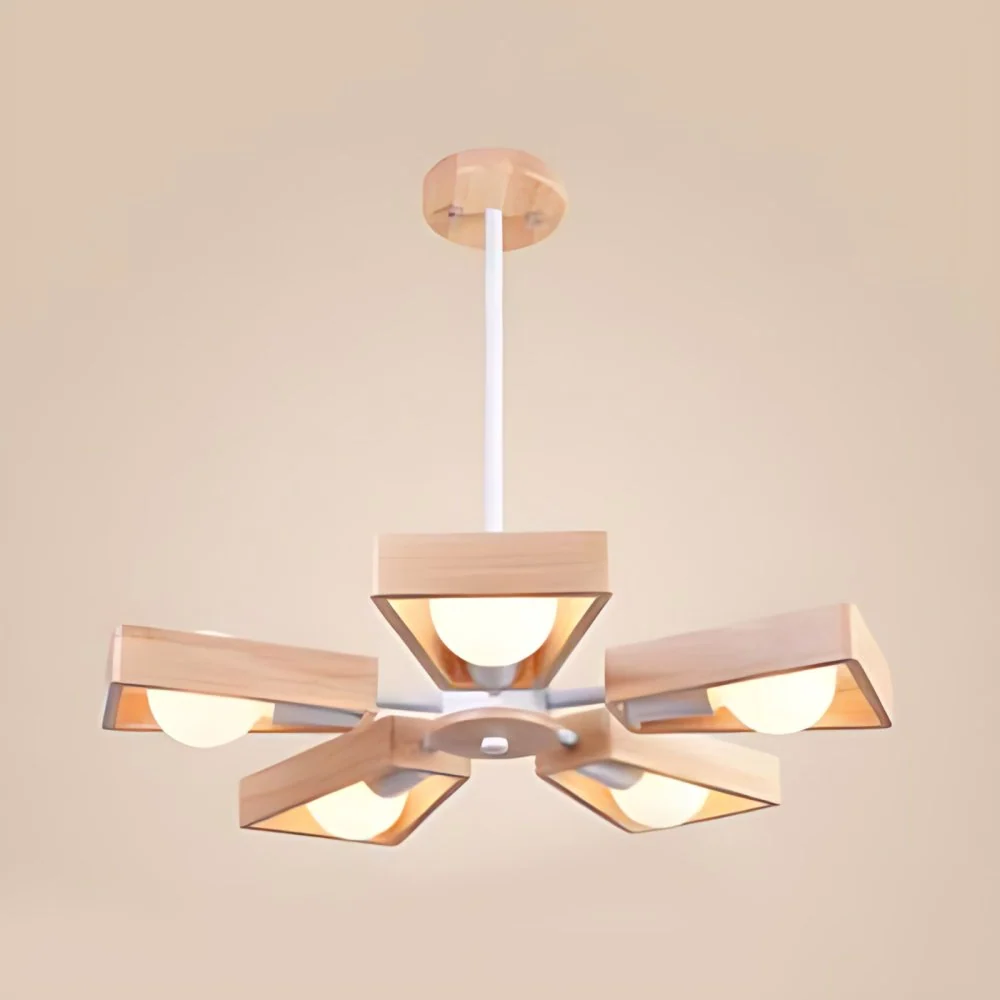 Moderne Sputnik kroonluchter hangende houten 3/5/8-lichts slaapkamer hanglamp zwart/wit Clearhalo