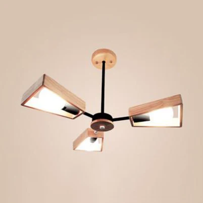 Moderne Sputnik kroonluchter hangende houten 3/5/8-lichts slaapkamer hanglamp zwart/wit Clearhalo