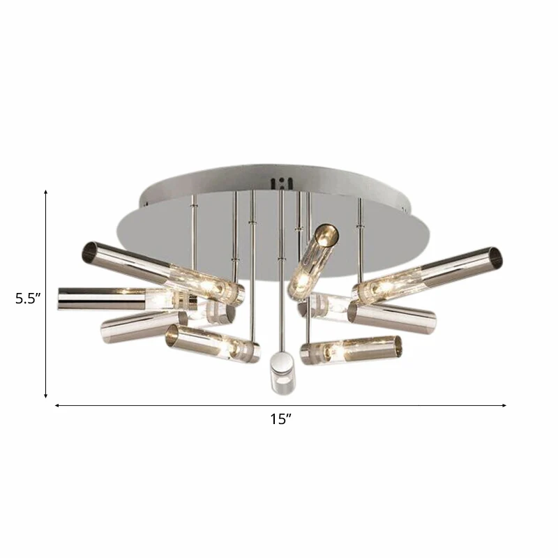 Moderne Sputnik semi-inbouwlamp roestvrij staal 9/21 lampen eetkamer plafondlamp met buiskap zilver Clearhalo