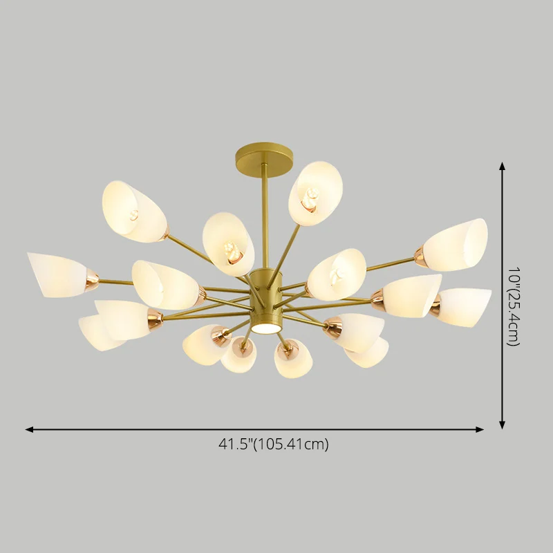 Moderne Starburst hangende kroonluchter, licht wit glazen kap plafondkroonluchter voor woonkamer Clearhalo