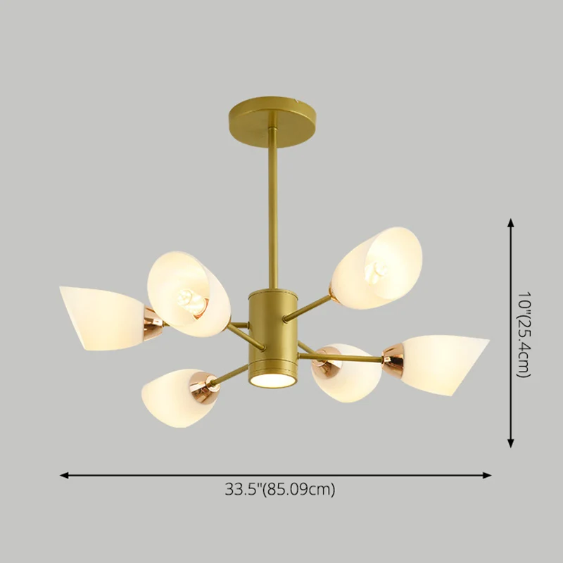 Moderne Starburst hangende kroonluchter, licht wit glazen kap plafondkroonluchter voor woonkamer Clearhalo