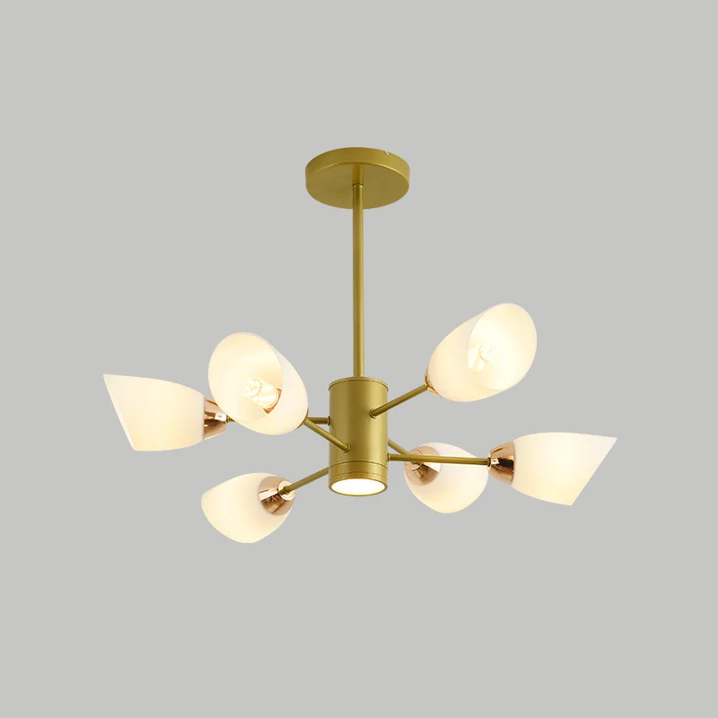 Moderne Starburst hangende kroonluchter, licht wit glazen kap plafondkroonluchter voor woonkamer Clearhalo