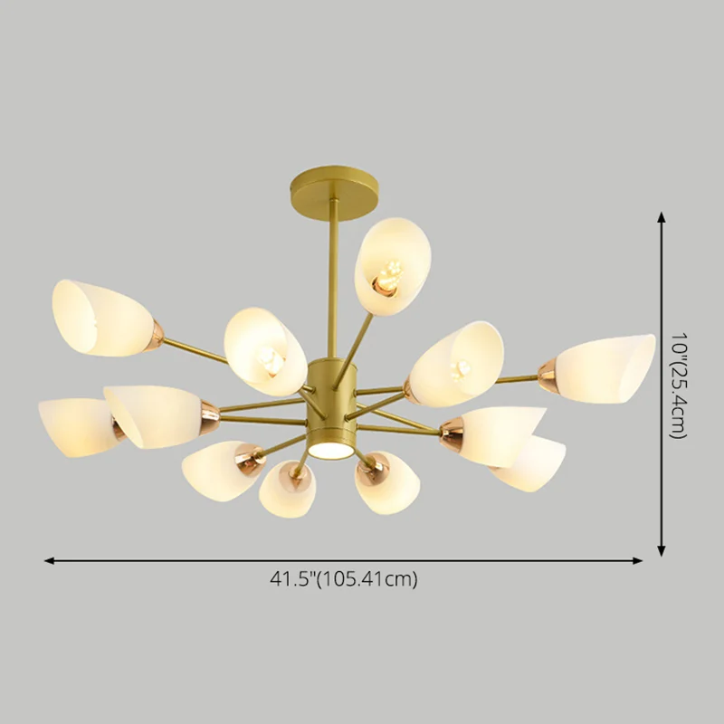 Moderne Starburst hangende kroonluchter, licht wit glazen kap plafondkroonluchter voor woonkamer Clearhalo