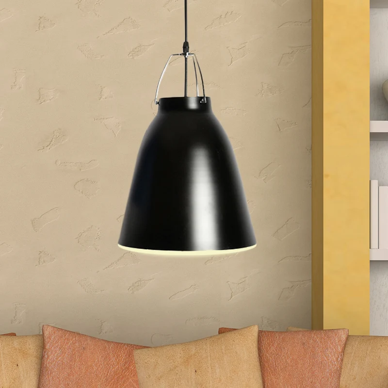 Moderne stijl Bell-plafondhanger 1-kops metalen hanglamp zwart/wit voor eetkamer Clearhalo