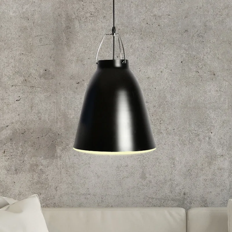 Moderne stijl Bell-plafondhanger 1-kops metalen hanglamp zwart/wit voor eetkamer Clearhalo