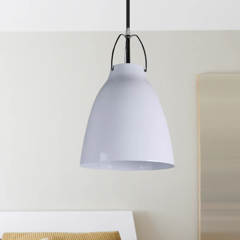 Moderne stijl Bell-plafondhanger 1-kops metalen hanglamp zwart/wit voor eetkamer Clearhalo