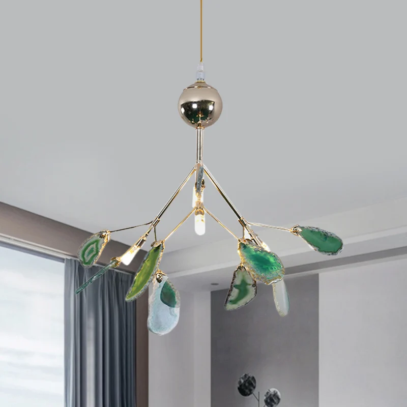 Moderne stijl Firefly plafond hanglamp agaat 4/16 lichten woonkamer kroonluchter verlichting blauw/groen Clearhalo