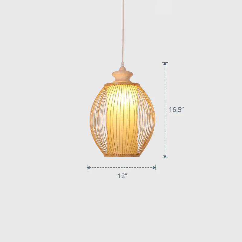 Moderne stijl handgeweven plafondlamp bamboe enkel restaurant hangende hanglamp Clearhalo