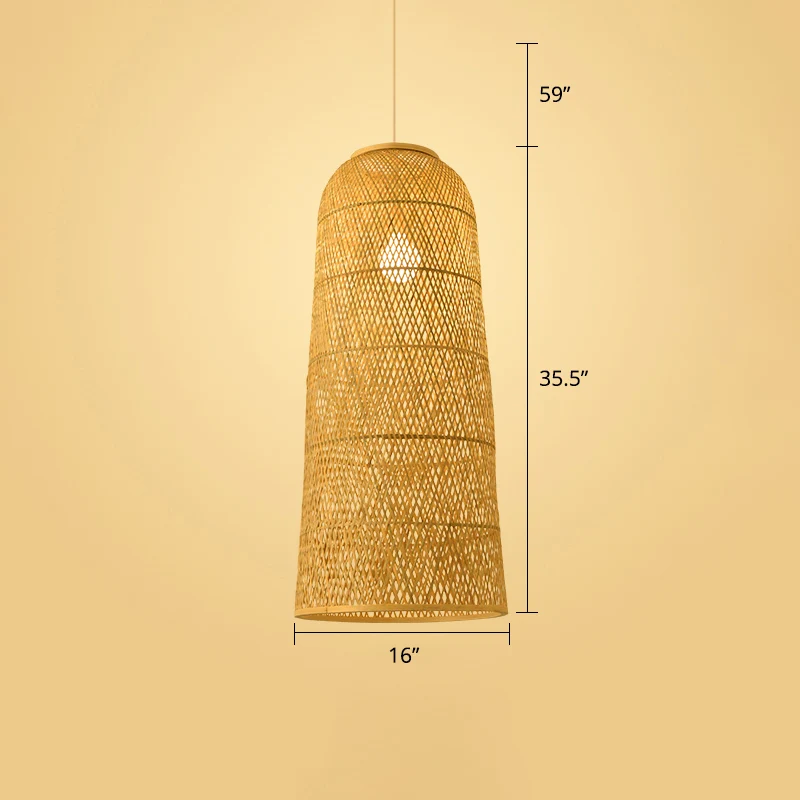 Moderne stijl handgeweven plafondlamp rotan enkele restaurant hangende hanglamp hout Clearhalo