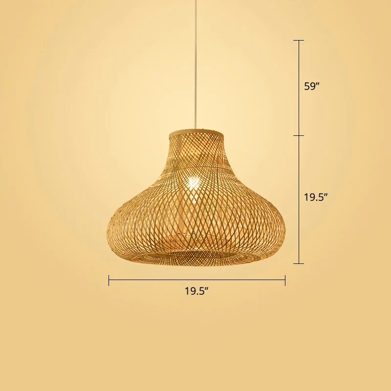 Moderne stijl handgeweven plafondlamp rotan enkele restaurant hangende hanglamp hout Clearhalo