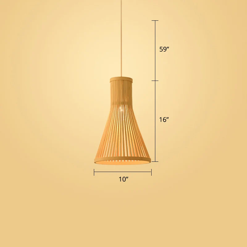 Moderne stijl handgeweven plafondlamp rotan enkele restaurant hangende hanglamp hout Clearhalo