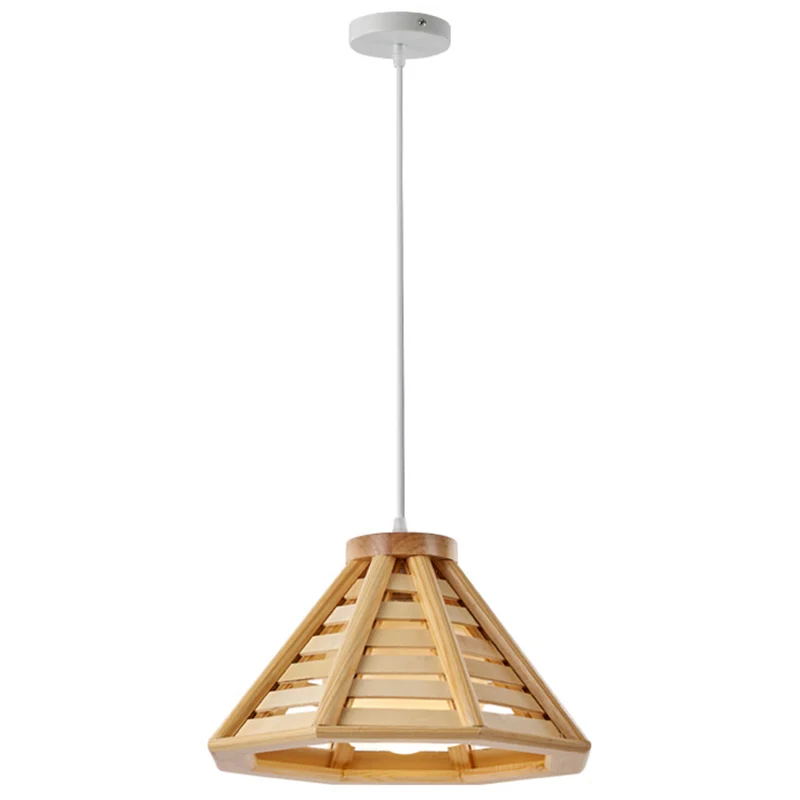 Moderne stijl hangende verlichtingsarmatuur conische hangende hanglamp met houten kap Clearhalo