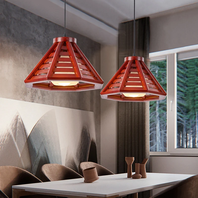 Moderne stijl hangende verlichtingsarmatuur conische hangende hanglamp met houten kap Clearhalo