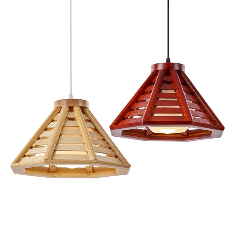 Moderne stijl hangende verlichtingsarmatuur conische hangende hanglamp met houten kap Clearhalo