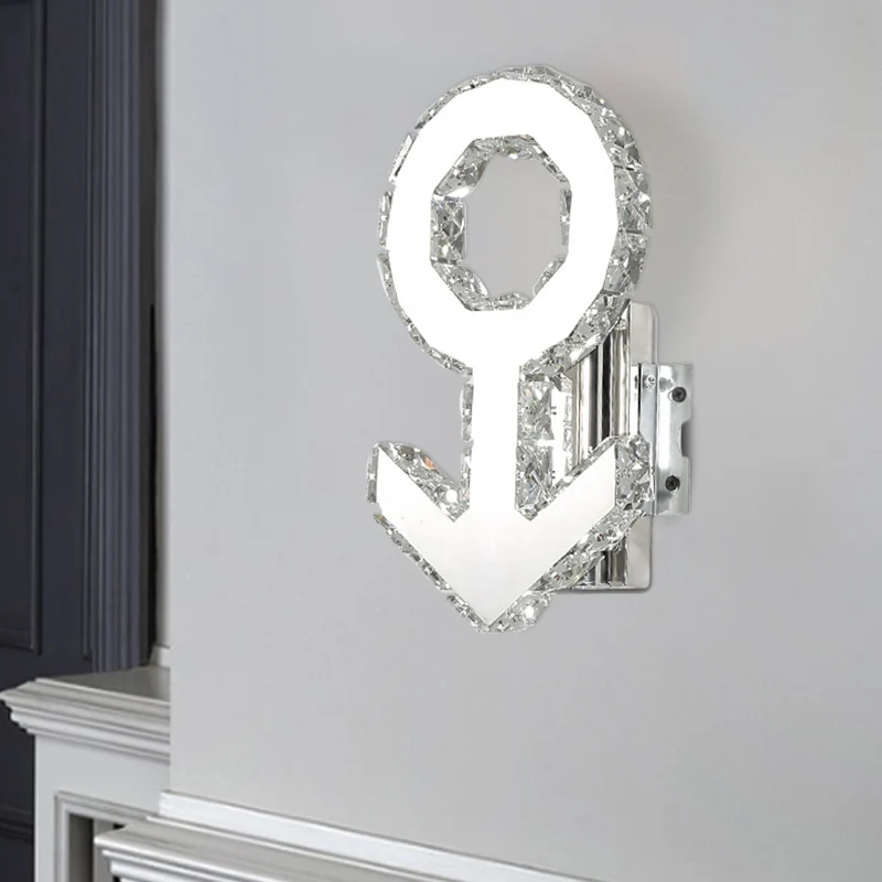 Moderne stijl mannelijke wandlamp Crystal Block LED-wandverlichting roestvrij staal, warm/wit licht Clearhalo