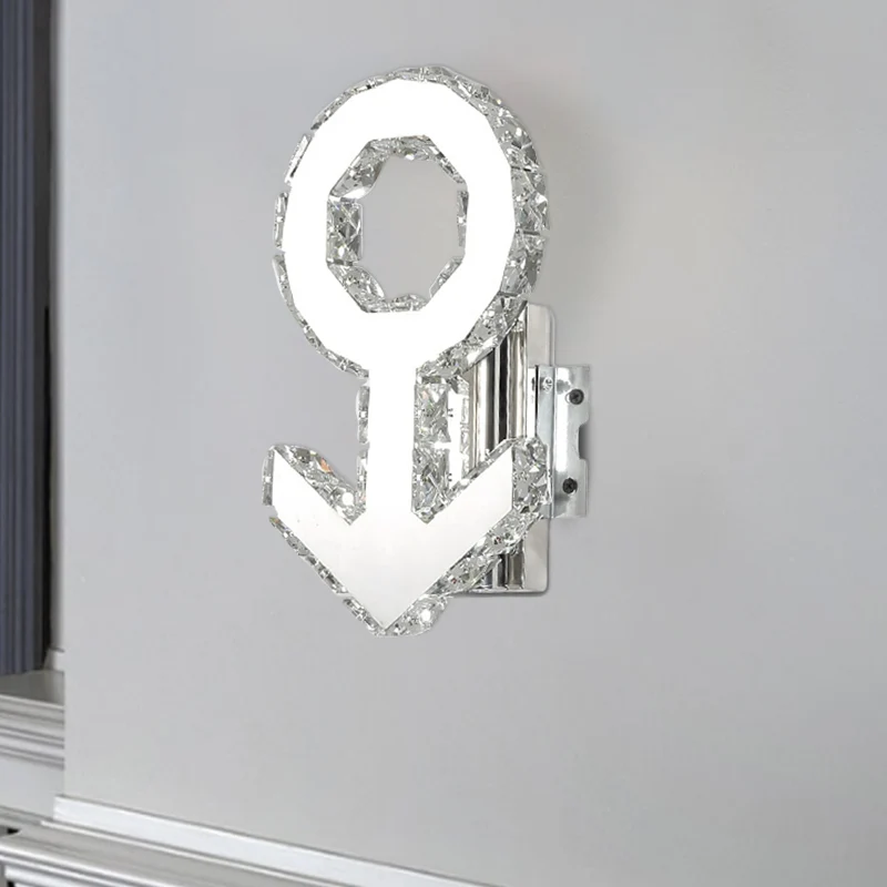 Moderne stijl mannelijke wandlamp Crystal Block LED-wandverlichting roestvrij staal, warm/wit licht Clearhalo