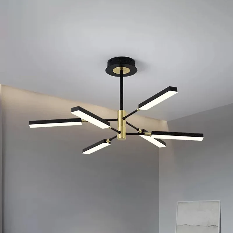 Moderne stijl Starburst plafondhanger acryl 4/6 lichten zwart en goud/wit en goud kroonluchterlamp Clearhalo