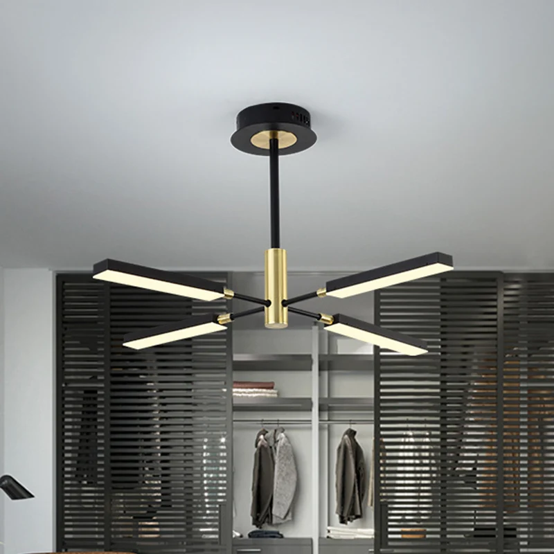 Moderne stijl Starburst plafondhanger acryl 4/6 lichten zwart en goud/wit en goud kroonluchterlamp Clearhalo