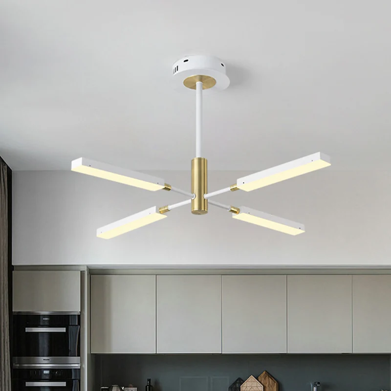 Moderne stijl Starburst plafondhanger acryl 4/6 lichten zwart en goud/wit en goud kroonluchterlamp Clearhalo
