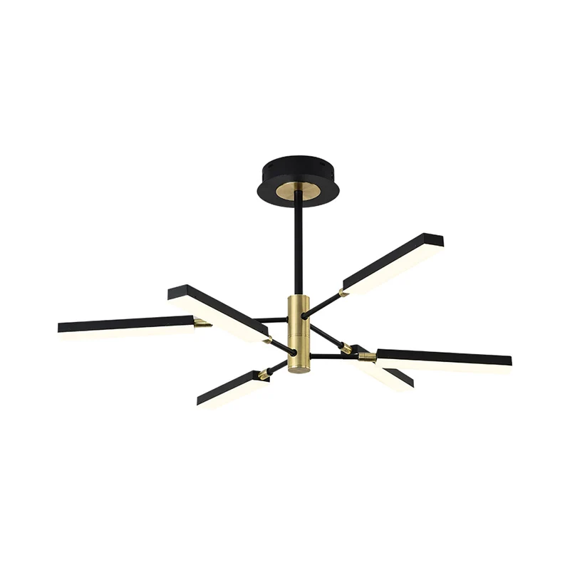 Moderne stijl Starburst plafondhanger acryl 4/6 lichten zwart en goud/wit en goud kroonluchterlamp Clearhalo
