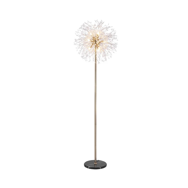 Moderne stijl Urchin vloerlamp, 8-lichts gefacetteerde kristallen kraal opstaande lamp goud Clearhalo