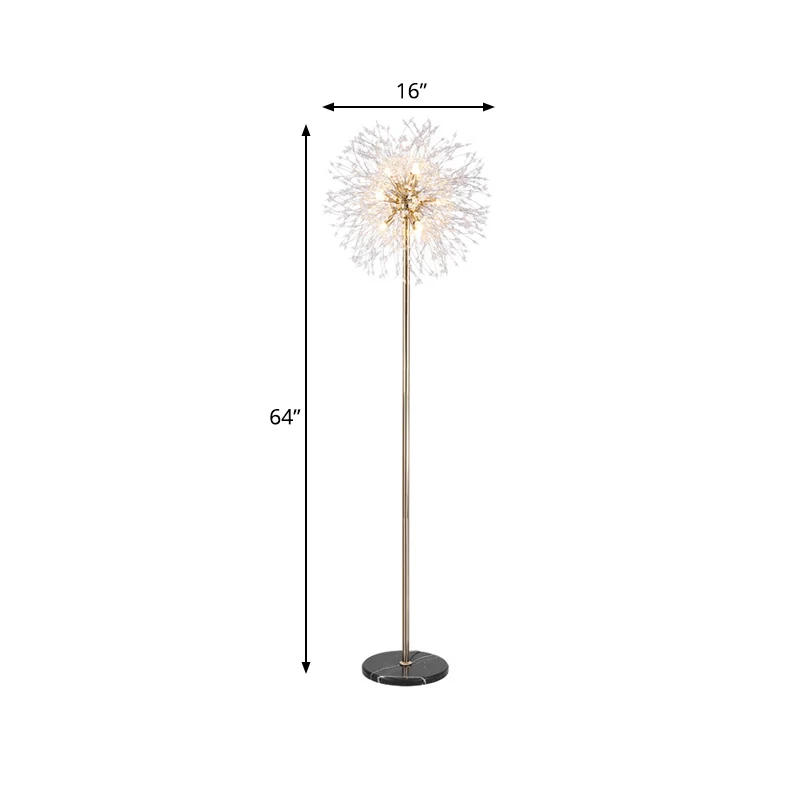 Moderne stijl Urchin vloerlamp, 8-lichts gefacetteerde kristallen kraal opstaande lamp goud Clearhalo
