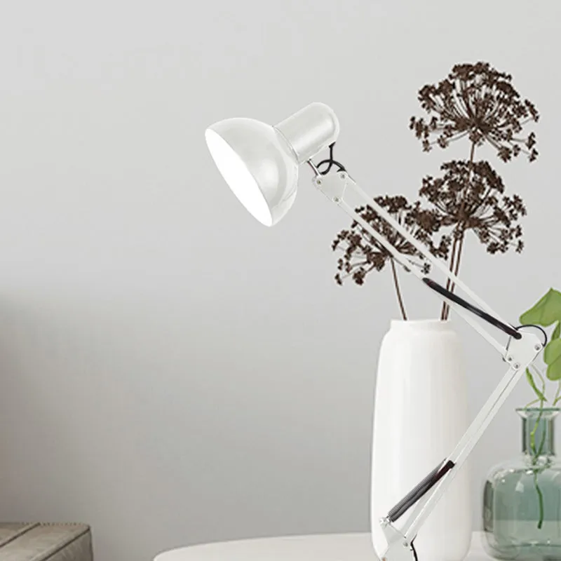 Moderne stijlvolle bureaulamp met 1 lamp en metalen kap Zwart/wit verstelbare koepelvormige leeslamp voor slaapkamer Clear...