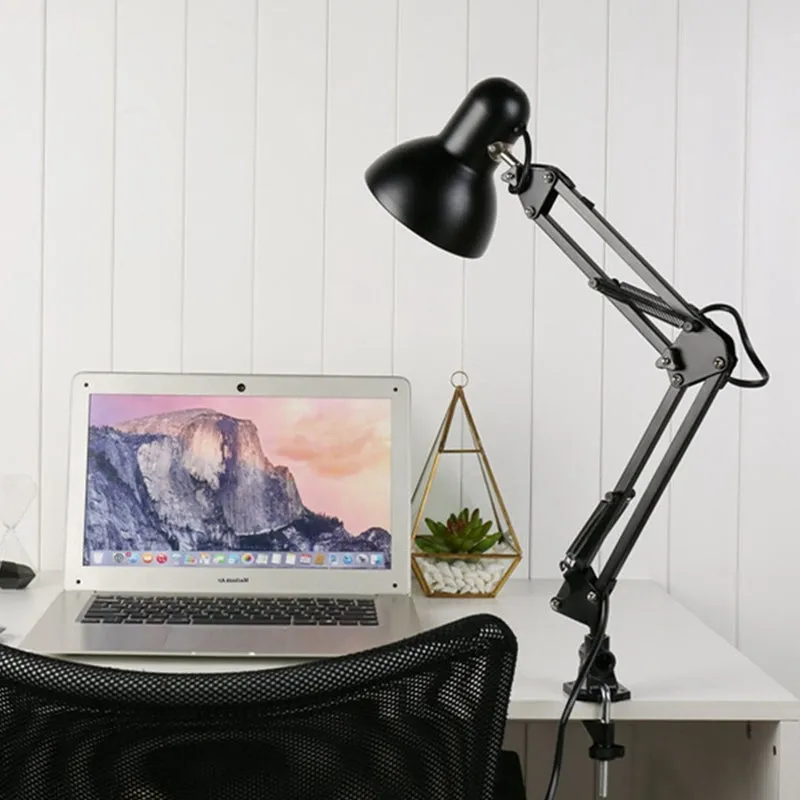 Moderne stijlvolle bureaulamp met 1 lamp en metalen kap Zwart/wit verstelbare koepelvormige leeslamp voor slaapkamer Clear...