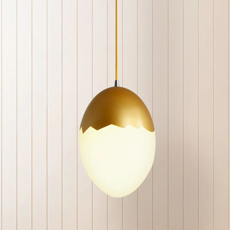 Moderne stijlvolle hanglamp eierschaal acryl metalen ophanglamp voor eetkamer Clearhalo