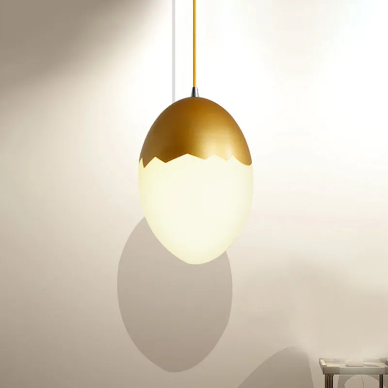 Moderne stijlvolle hanglamp eierschaal acryl metalen ophanglamp voor eetkamer Clearhalo