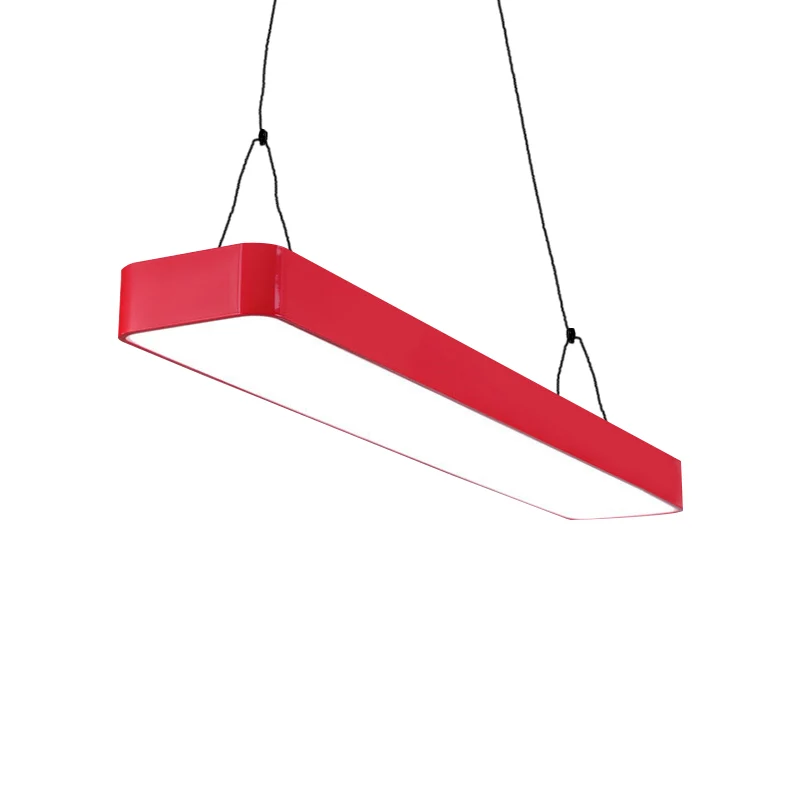 Moderne stijlvolle rechthoekige hangende kroonluchter acryl LED rood/geel/blauw/groen hanglicht warm/wit licht voor kantoo...