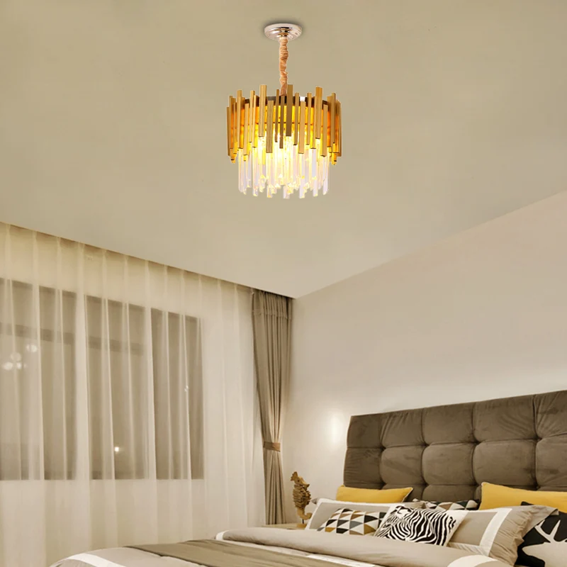Moderne stijlvolle zilver/gouden hanglamp met kristallen prisma, 6 lampen, hanglamp voor slaapkamer Clearhalo