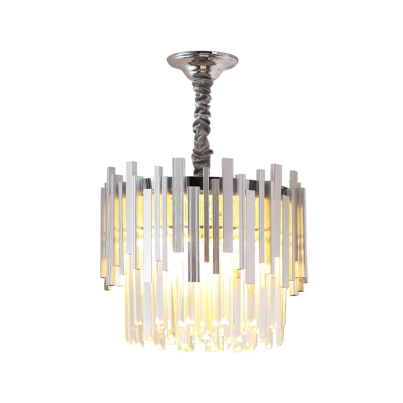 Moderne stijlvolle zilver/gouden hanglamp met kristallen prisma, 6 lampen, hanglamp voor slaapkamer Clearhalo