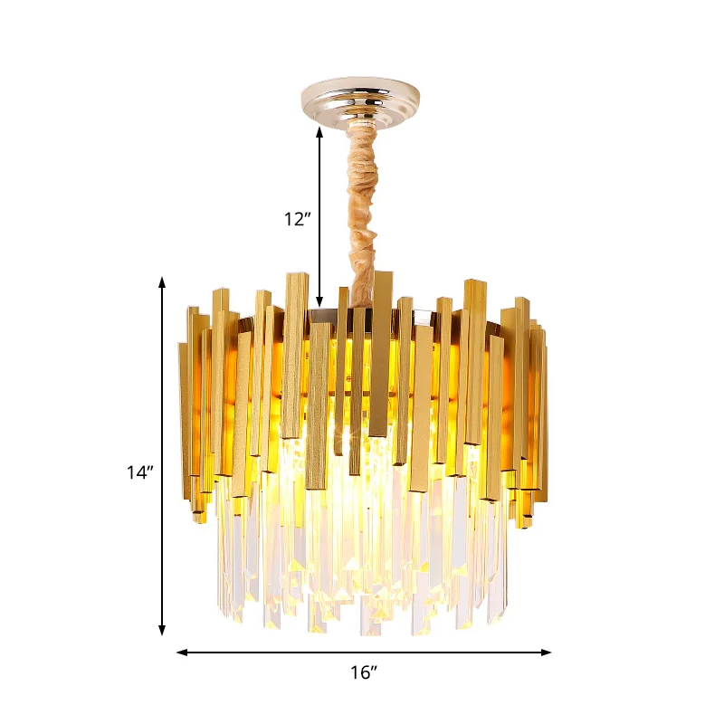 Moderne stijlvolle zilver/gouden hanglamp met kristallen prisma, 6 lampen, hanglamp voor slaapkamer Clearhalo
