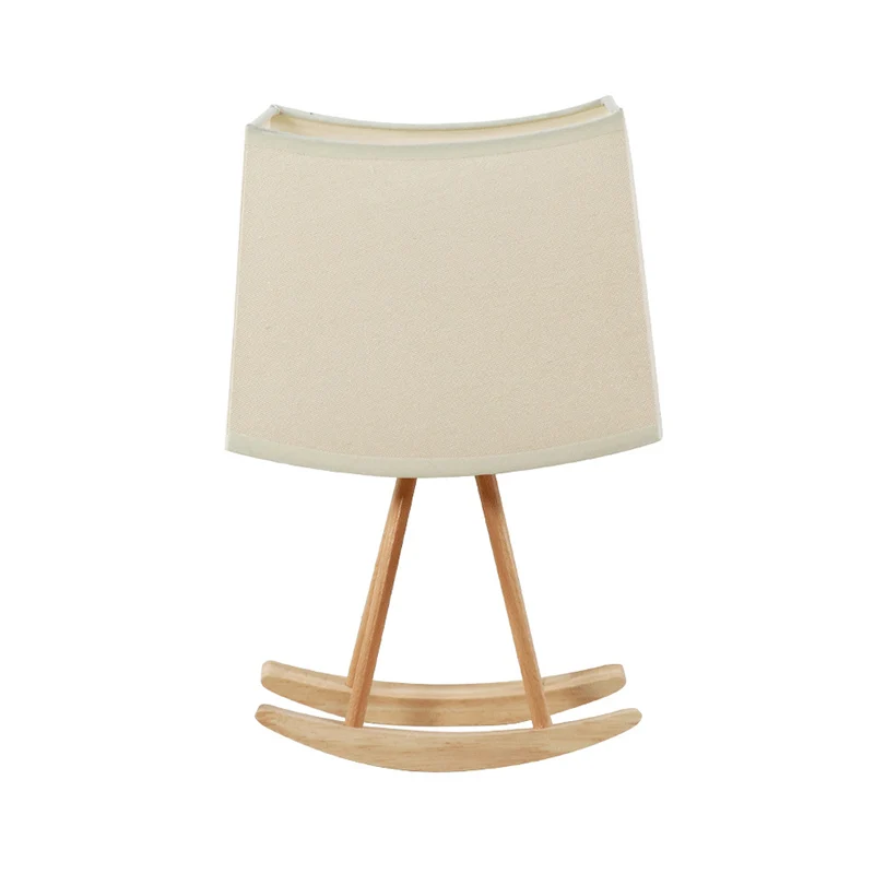 Moderne, stoffen tafellamp met 1 lamp, kleine bureaulamp wit met houten voet Clearhalo