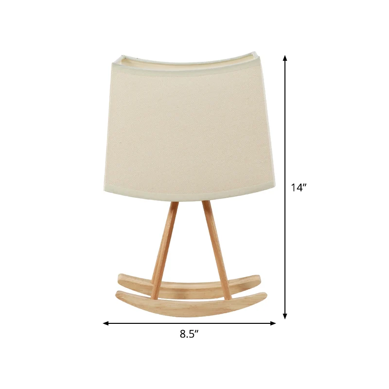 Moderne, stoffen tafellamp met 1 lamp, kleine bureaulamp wit met houten voet Clearhalo
