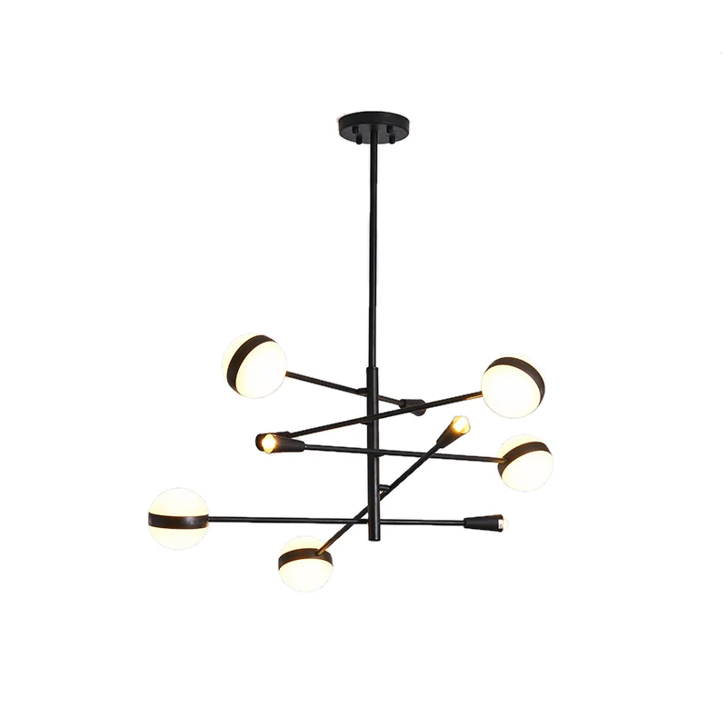 Moderne tak ijzeren LED-kroonluchter 10/12-koppige plafondhanger met witte glazen bolkap Clearhalo