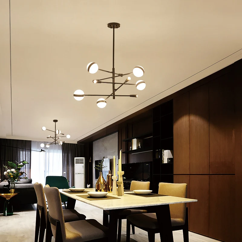 Moderne tak ijzeren LED-kroonluchter 10/12-koppige plafondhanger met witte glazen bolkap Clearhalo